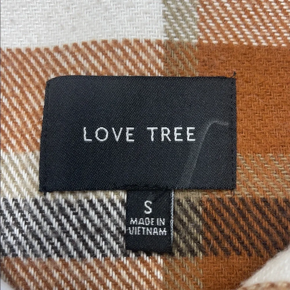 Love Tree Plaid Brown and White Button Up Shacket Sz S